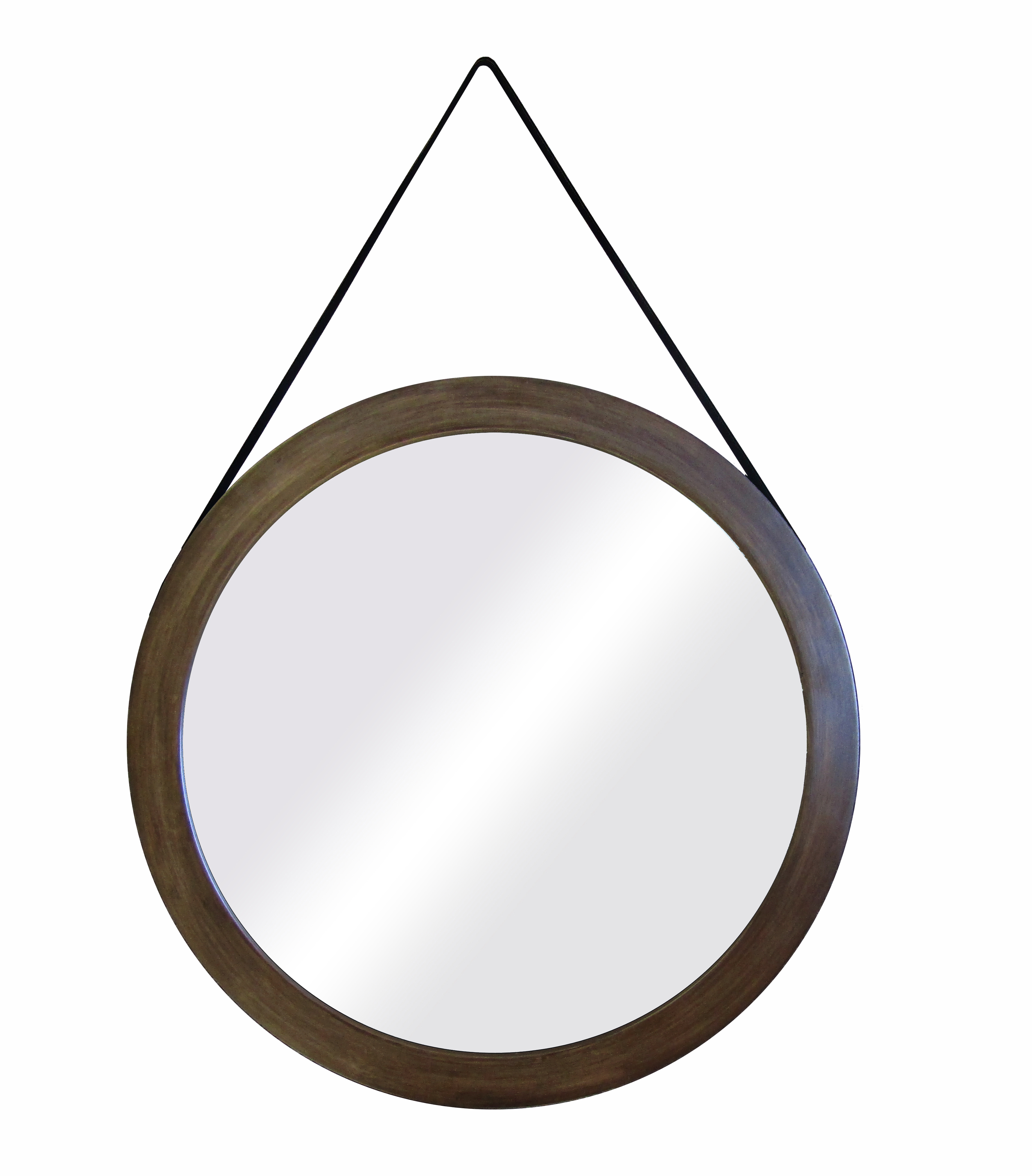 EMC007 Wall décor art mirror modern round dark brown frame 560mm with strap hanger